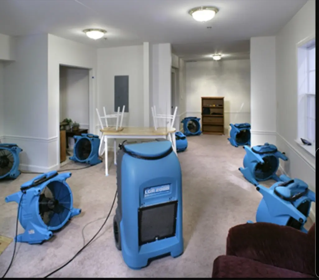 Air movers and dehumidifier setup for Water Extraction & Removal in Tooele